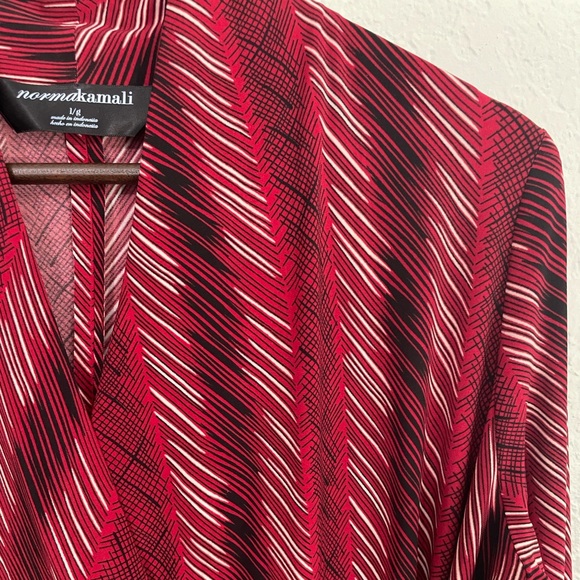 Norma Kamali Long Sleeve Wrap Print Sheath Dress - Picture 6 of 10